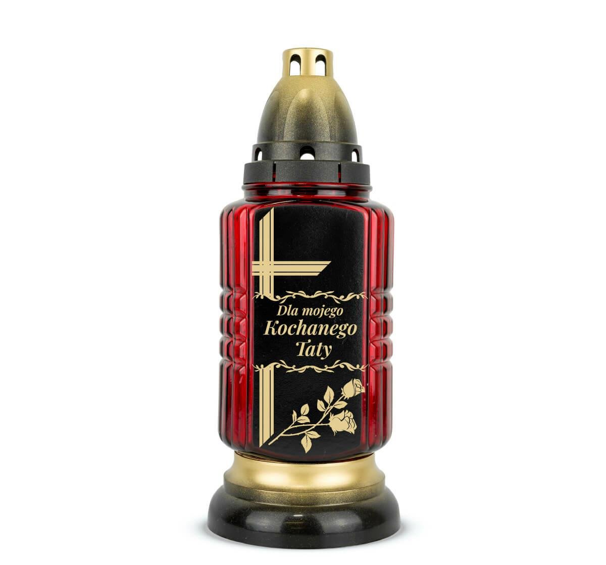 Znicz Kochanemu Tacie 28 cm Czerwony DP737 Znicz z Dedykacją z Wkładem Wymiennym