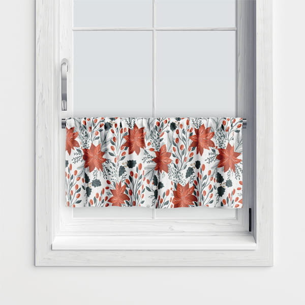 Zazdrostka WINTER wzór BN75 | Gwiazda betlejemska na białym tle 30 x 210 cm