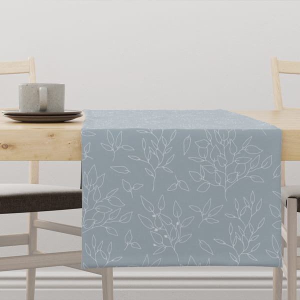 Bieżnik świąteczny WINTER wzór BN58 Delikatne błękitne gałązki 40 x 300 cm