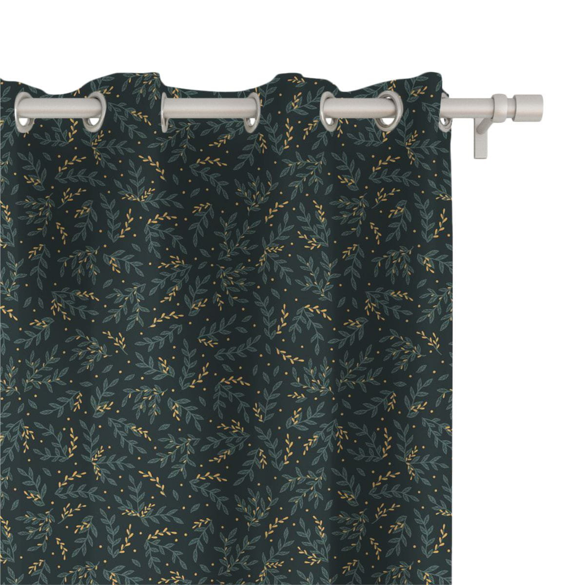 Zasłona WINTER wzór BN55 | Ciemnozielone gałązki 150 x 240 cm tkanina standard