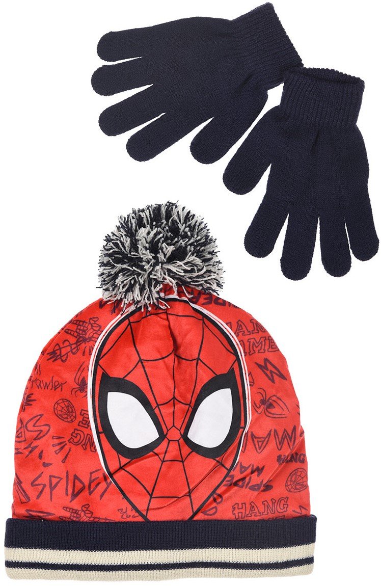 Komplet zimowy dla chłopca Marvel Spiderman czapka i rękawiczki rozmiar 54 cm