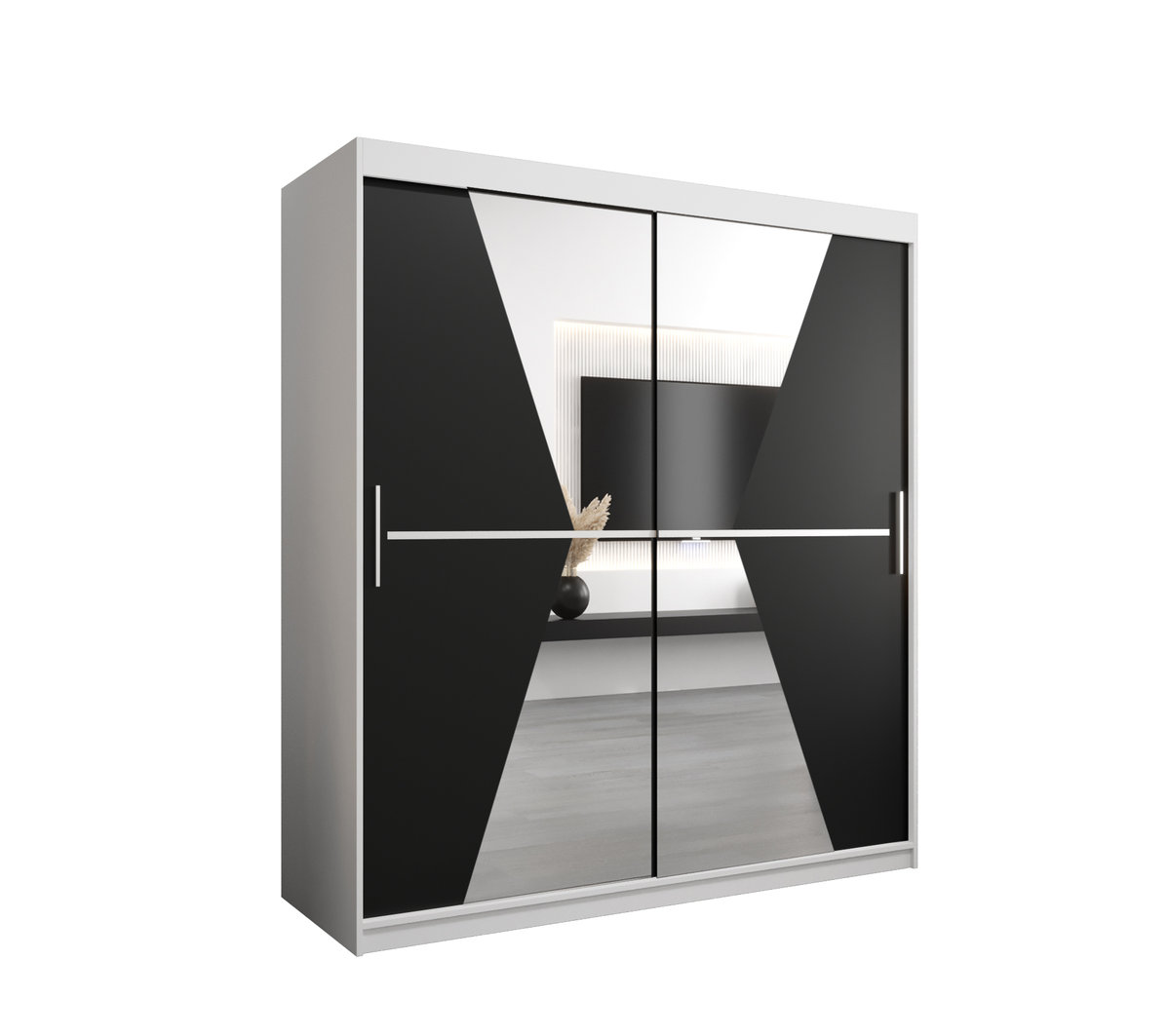 Szafa przesuwna Garderoba MAROKO 180 gł. 62 biały/czarny