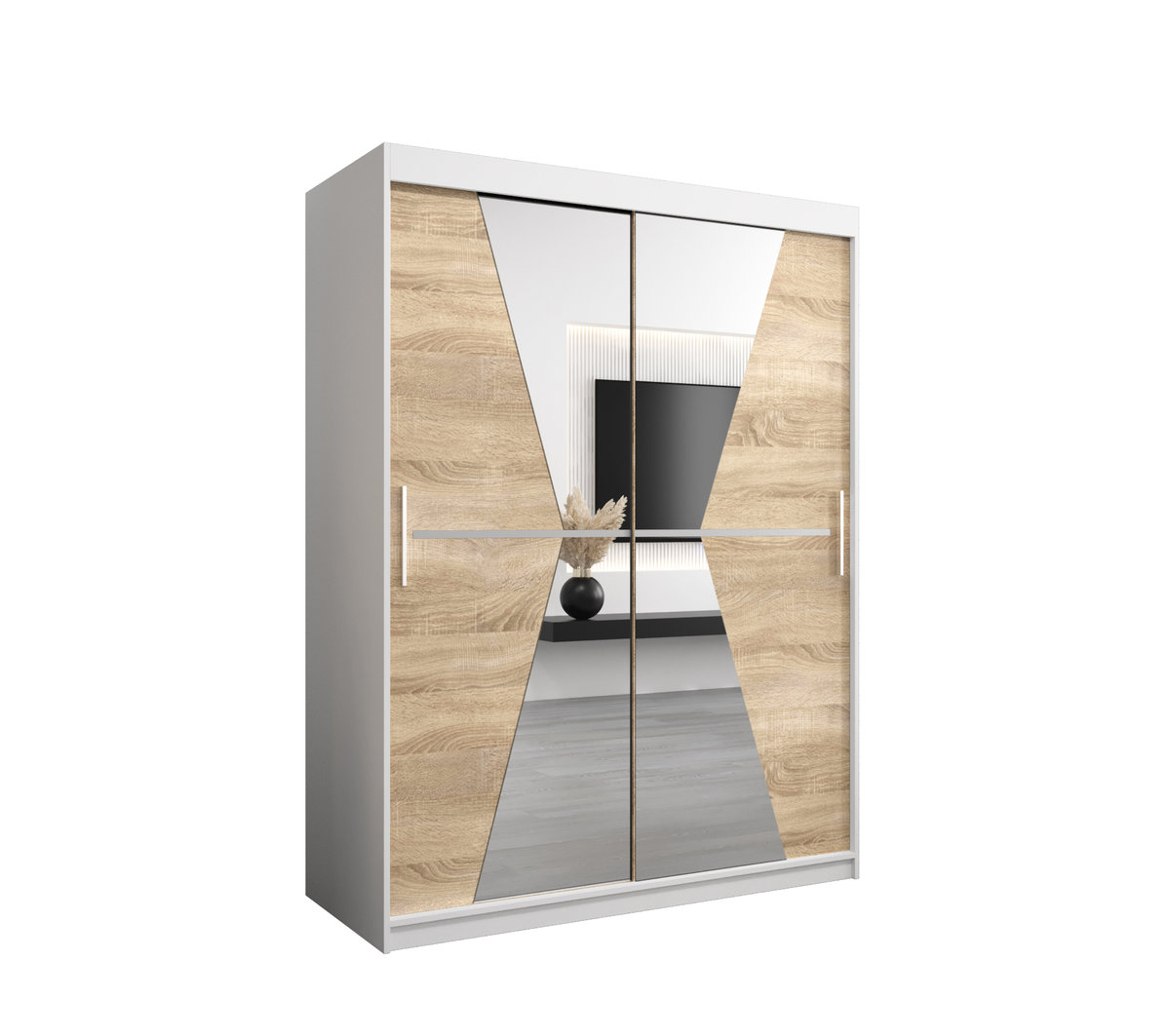 Szafa przesuwna Garderoba MAROKO 150 gł. 62 biały/sonoma