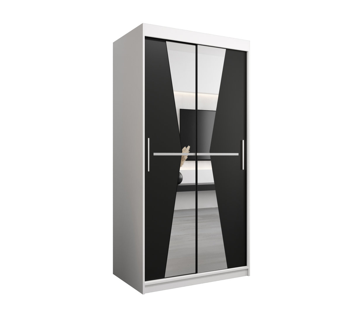 Szafa przesuwna Garderoba MAROKO 100 gł. 62 biały/czarny