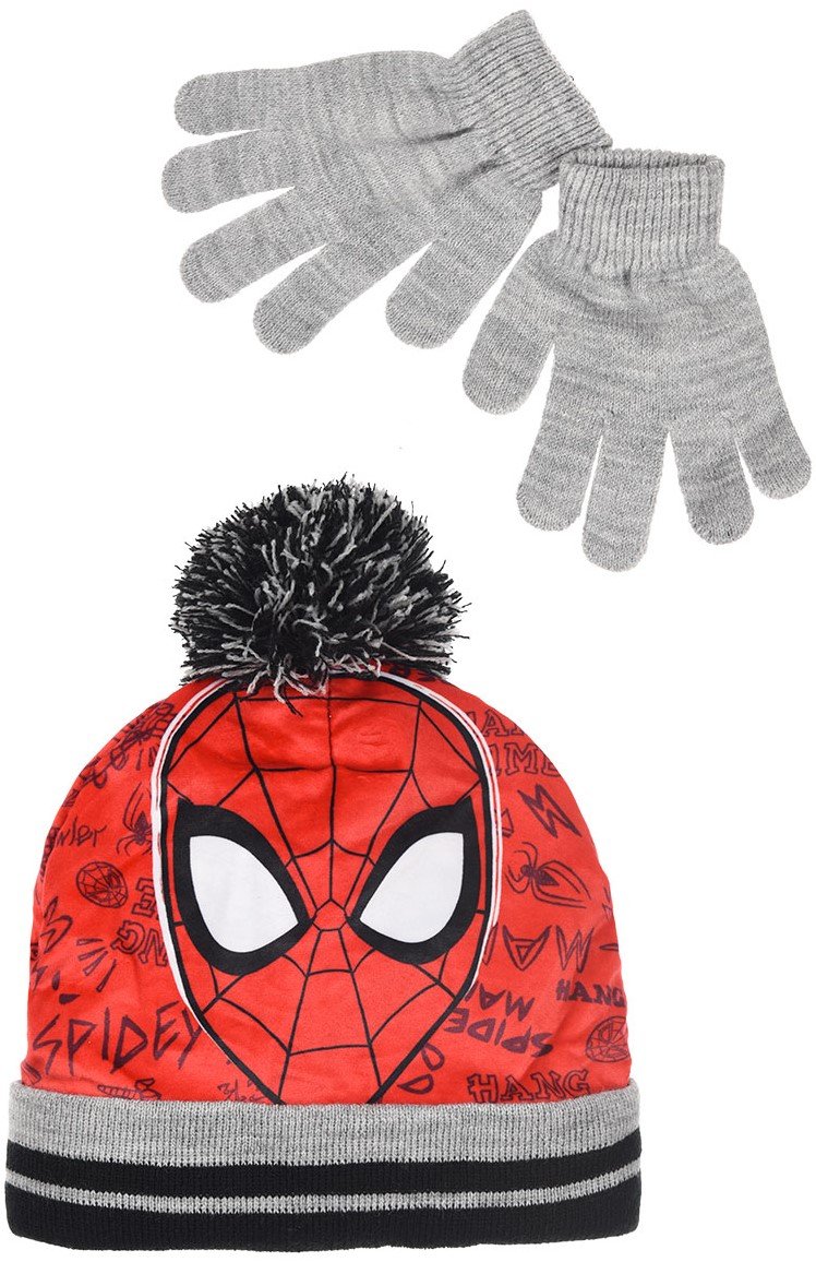 Zestaw czapka i rękawiczki dla chłopca Spiderman rozmiar 54 cm