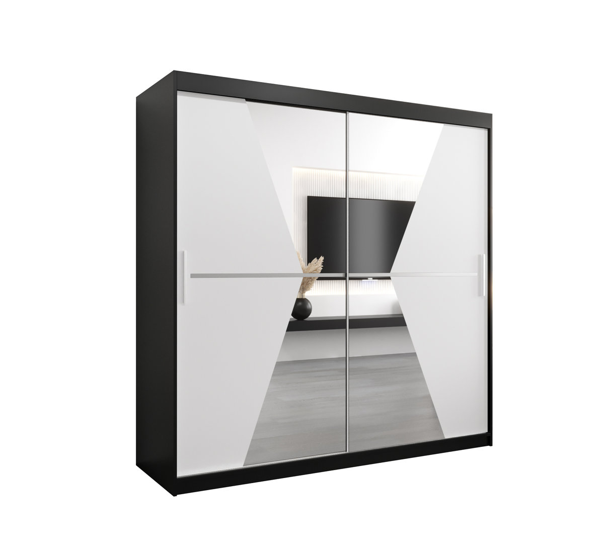 Szafa przesuwna Garderoba MAROKO 200 gł. 62 czarny/biały