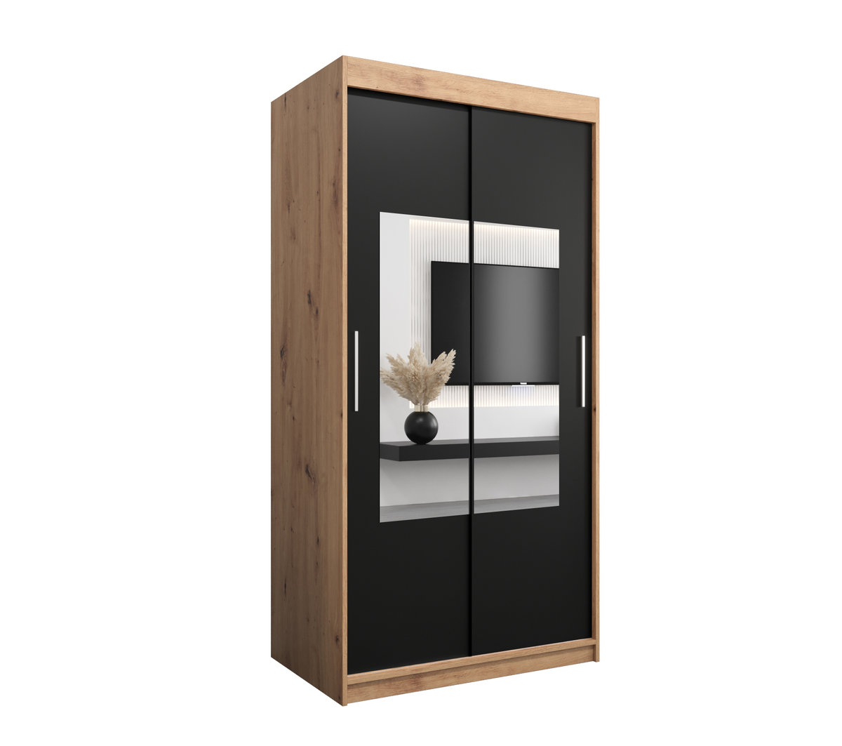 Szafa przesuwna Garderoba WAVE 100 gł. 62 artisan/czarny