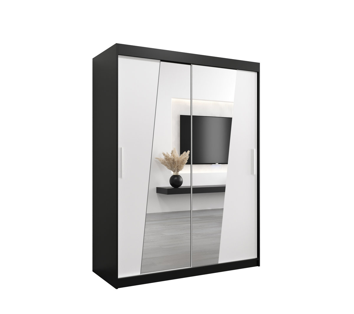 Szafa przesuwna Garderoba RHOMB 150 gł. 62 czarny/biały