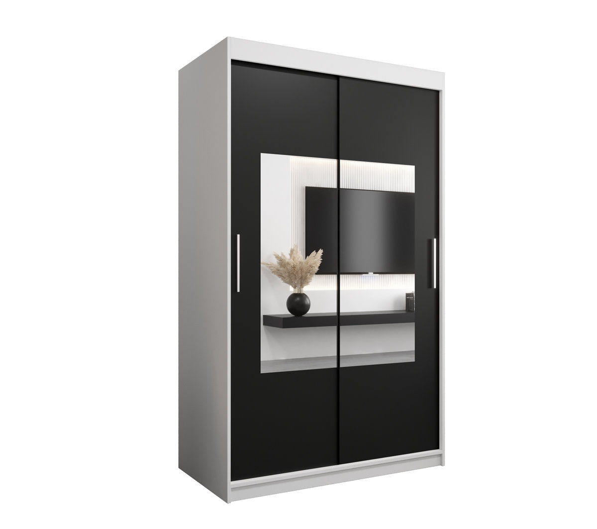 Szafa przesuwna Garderoba WAVE 120 gł. 62 biały/czarny