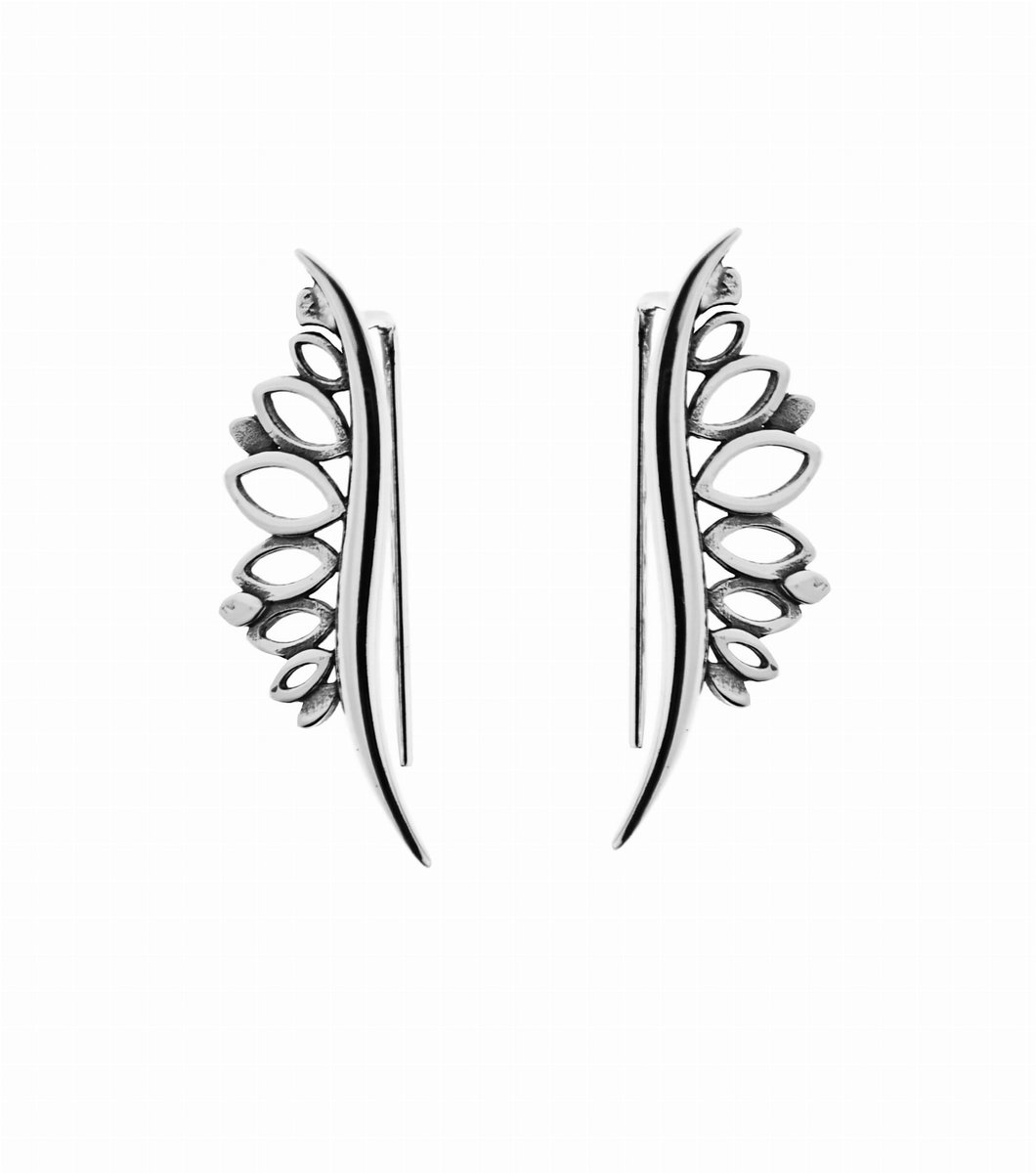 Srebrne kolczyki nausznice kwiaty kwiat gładkie pr925