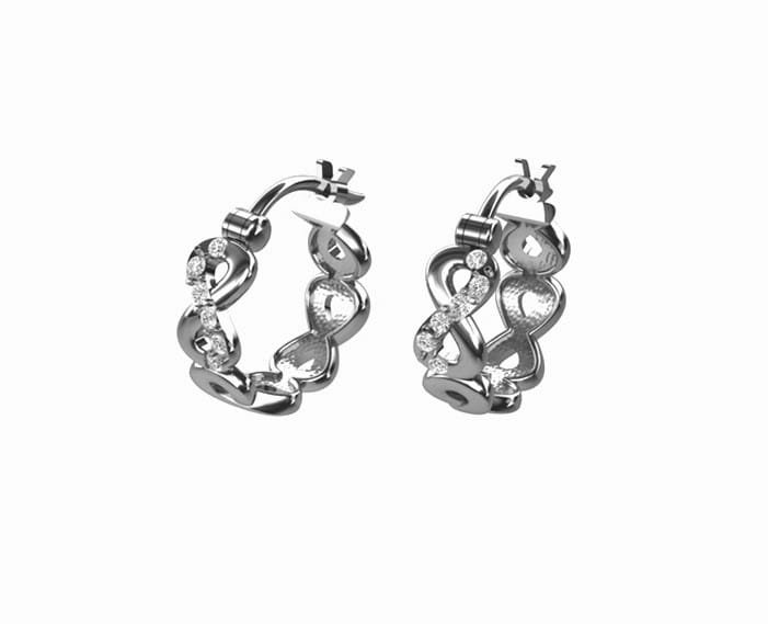 Srebrne kolczyki okrągłe nieskończoność z cyrkoniami