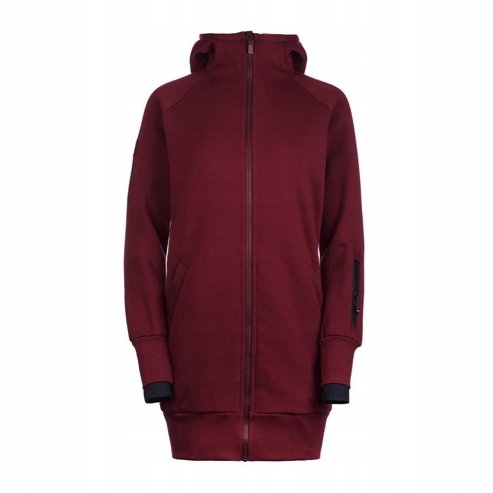 Bluza długa damska bawełniana bordo gruba kieszenie na zamek CUNA L