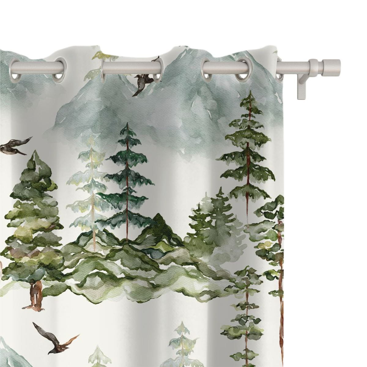 Zasłona WINTER wzór BN51 | Leśny pejzaż 150 x 230 cm tkanina standard