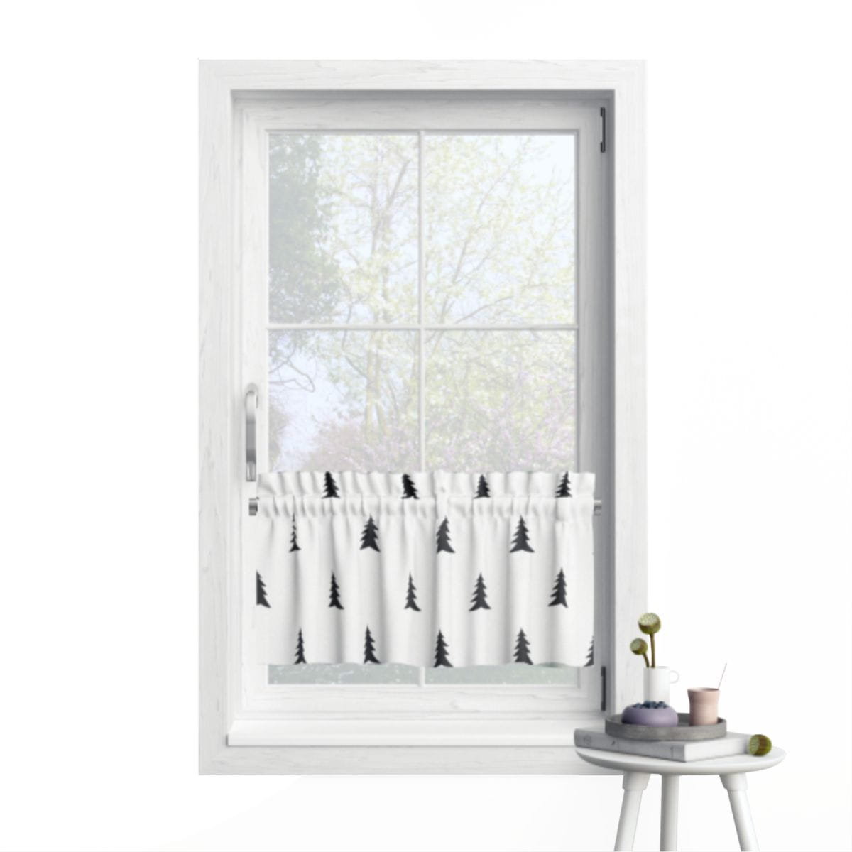 Zazdrostka WINTER wzór BN05 | czarne, skandynawskie choinki 60 x 120 cm