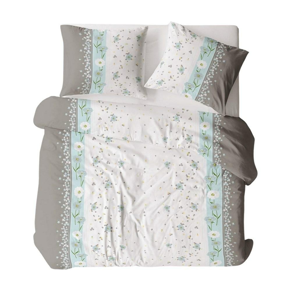 Pościel flanelowa 160x200 1606N 137/3 biała szara ornamenty na guziki Flanela Komfort