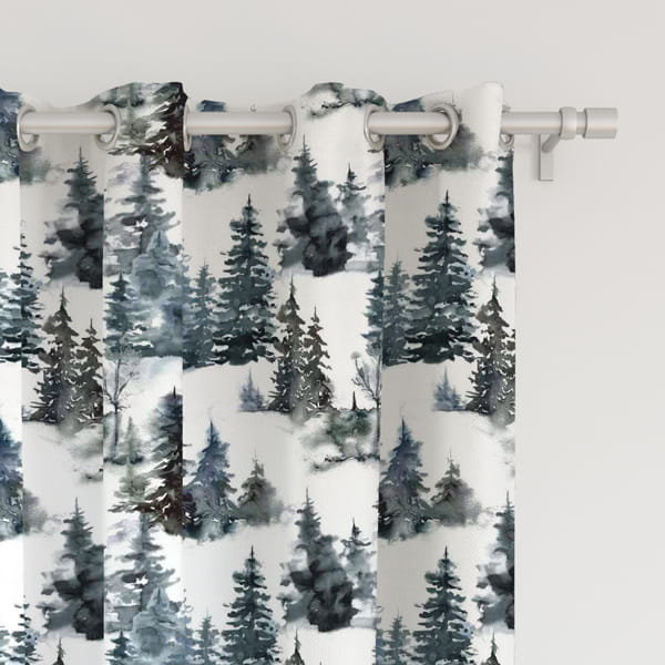 Zasłona WINTER wzór BN32 | zamglony las 150 x 240 cm tkanina zaciemniająca