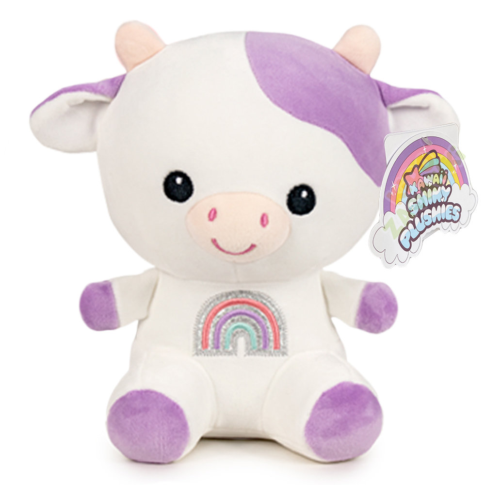 MIĘKKA MASKOTKA KRÓWKA 21 CM KAWAII SHINY PRZYTULANKA FIOLETOWA KROWA