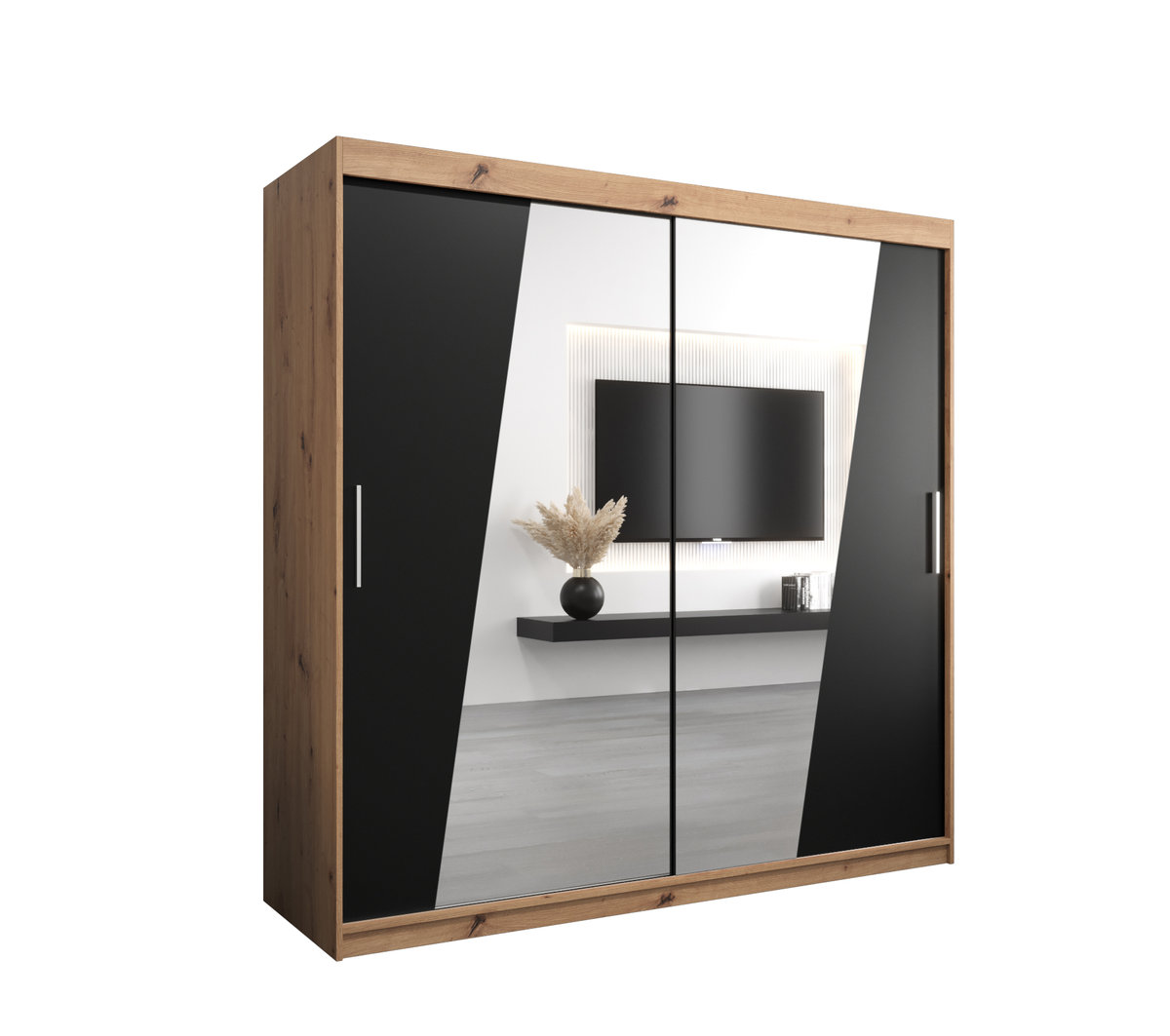 Szafa przesuwna Garderoba RHOMB 200 gł. 62 artisan/czarny