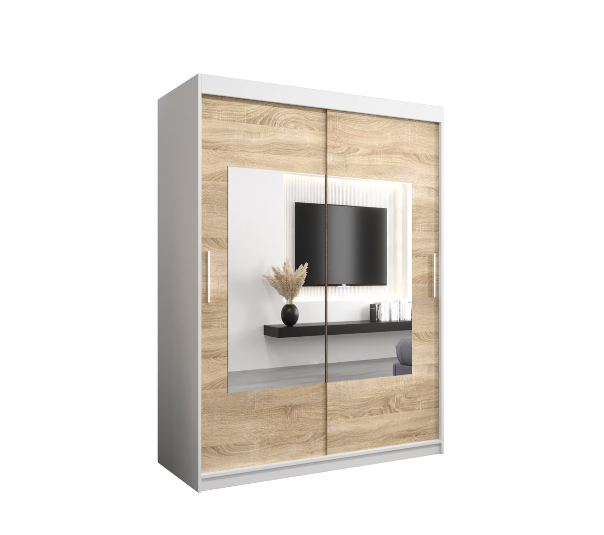 Szafa przesuwna Garderoba WAVE 150 gł. 62 biały/sonoma