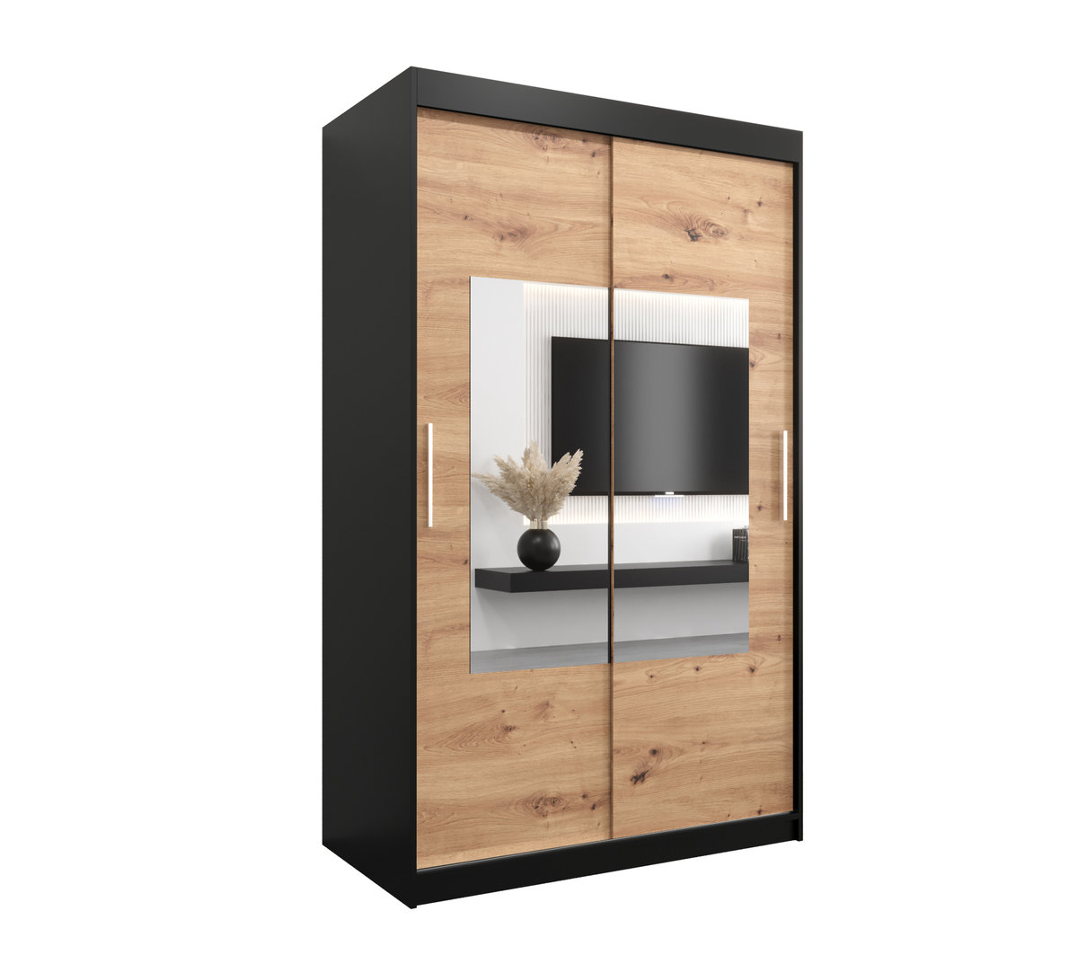 Szafa przesuwna Garderoba WAVE 120 gł. 62 czarny/artisan