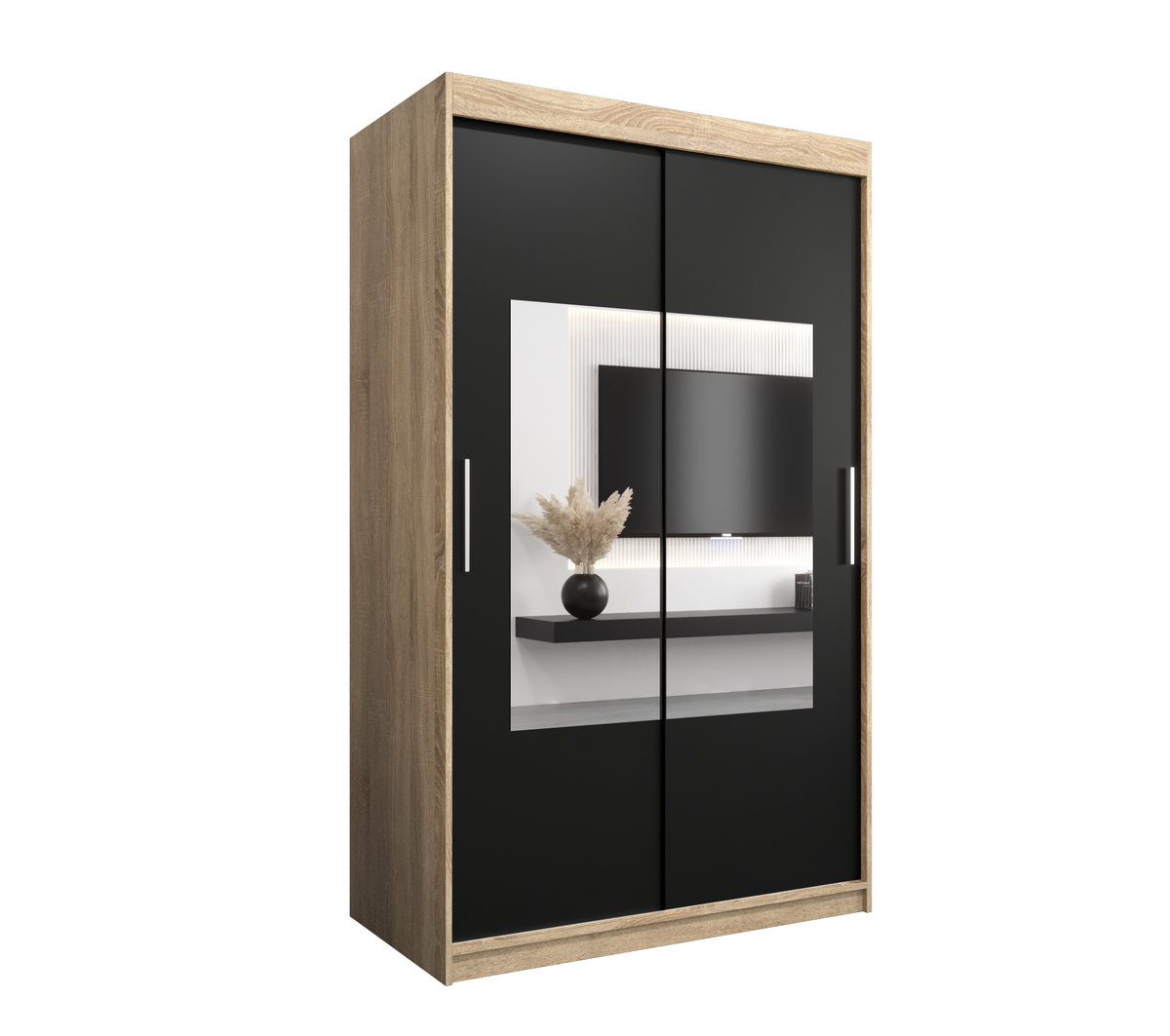 Szafa przesuwna Garderoba WAVE 120 gł. 62 sonoma/czarny