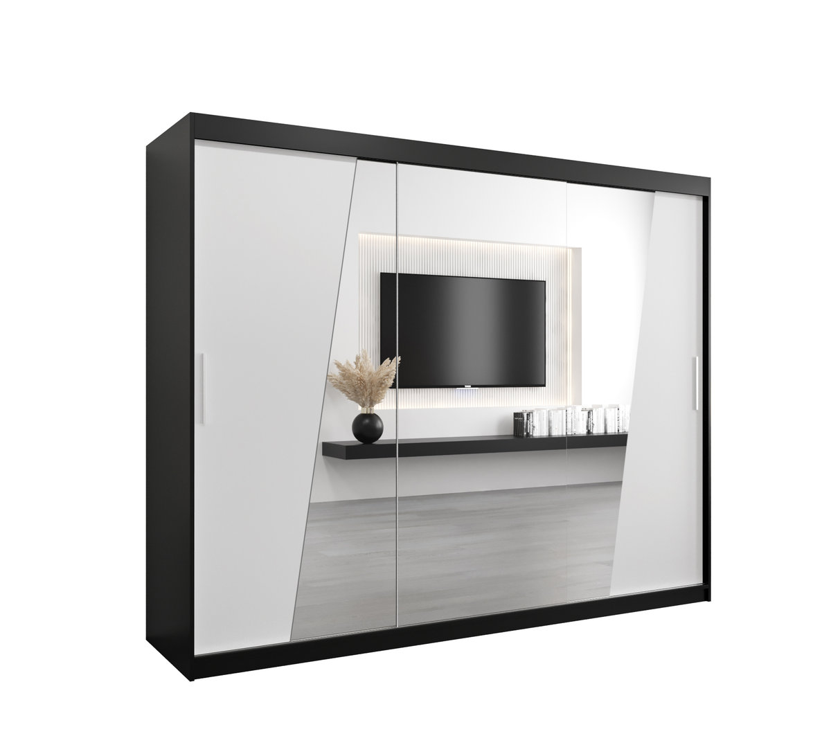 Szafa przesuwna Garderoba RHOMB 250 gł. 62 czarny/biały