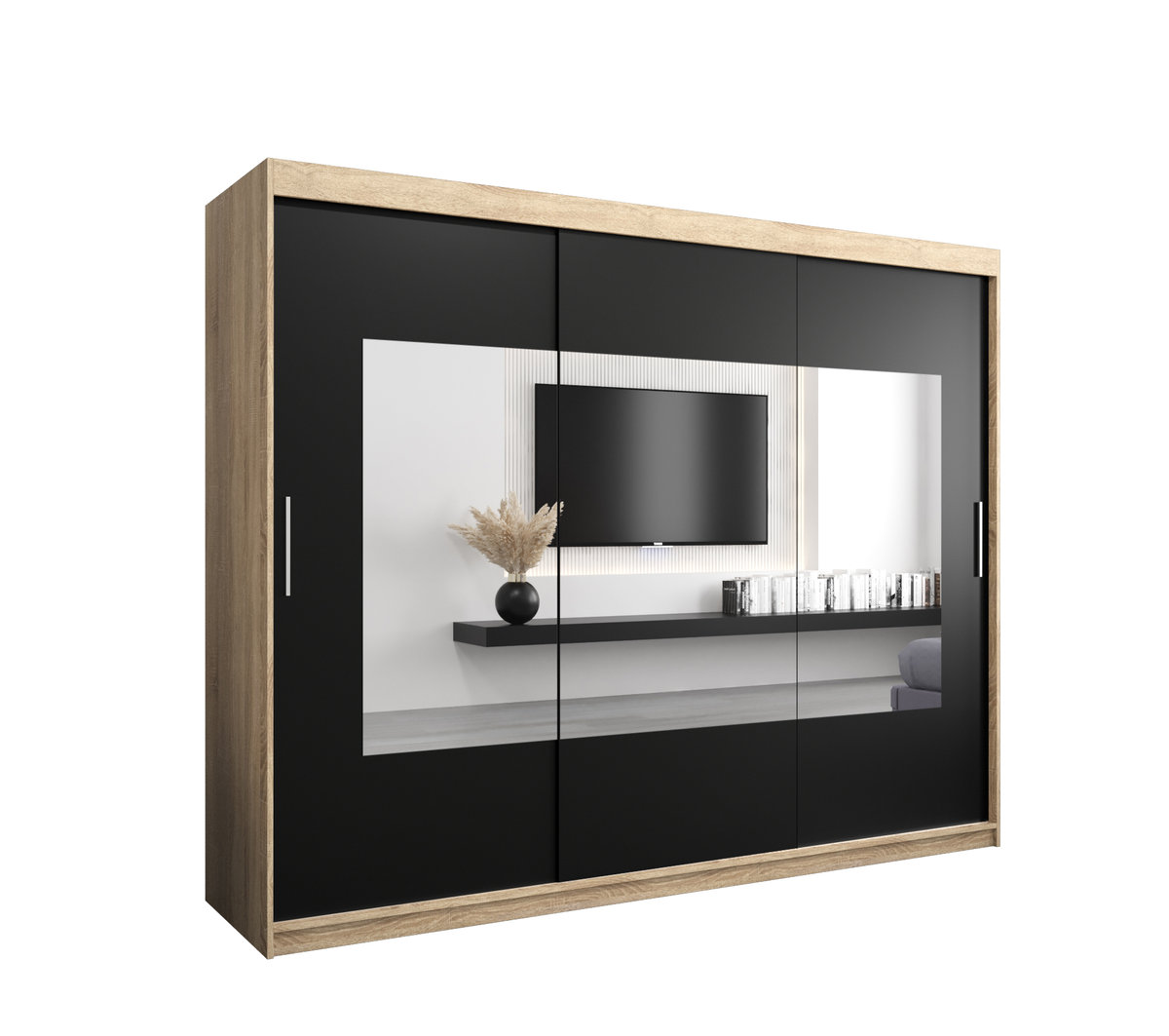 Szafa przesuwna Garderoba WAVE 250 gł. 62 sonoma/czarny