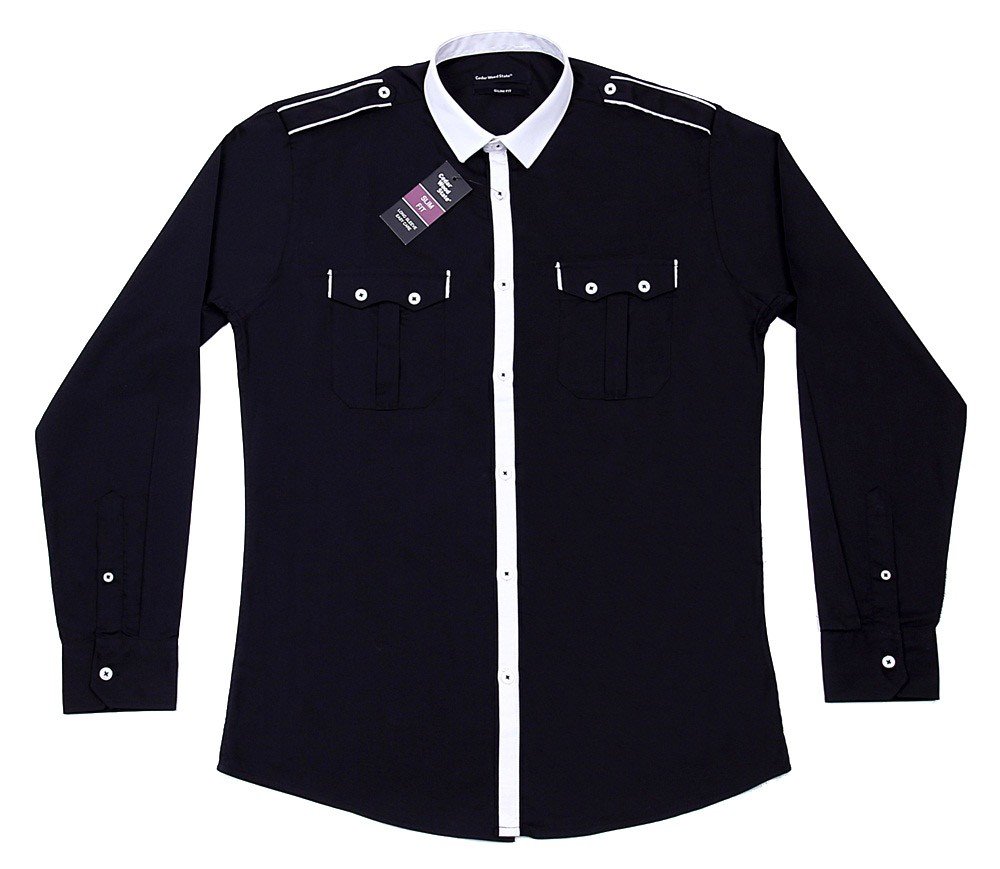 Elegancka, czarna koszula o kroju SLIM FIT 39/40 EU