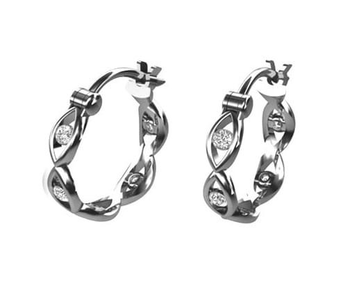 Srebrne kolczyki pr925 okrągłe wzór z cyrkoniami