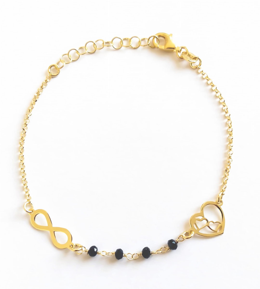 Srebrna bransoletka pozłacana z serce znak nieskończoności pr925