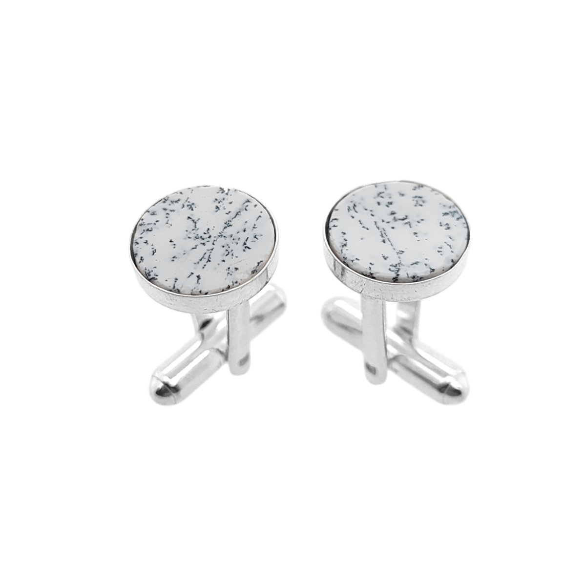 Spinki do mankietów Agat Dendrytowy Ø12 (S1421) Srebro [925]