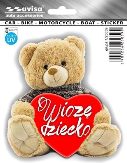5x NAKLEJKA WLEP NA AUTO SAMOCHÓD SAMOPRZYLEPNA NAKLEJKI WLEPKA WIOZĘ DZIECKO MIŚ Z DZIECKIEM 14 x 12,7cm 1/25059