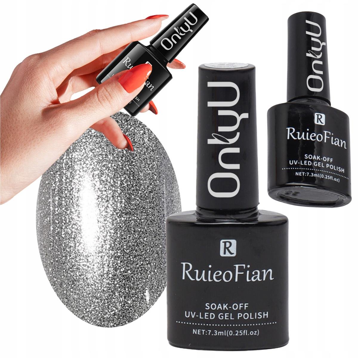 Metaliczny Srebrny Z Polyskiem Hybrydowy Lakier Do Paznokci Lakier Uv/L108