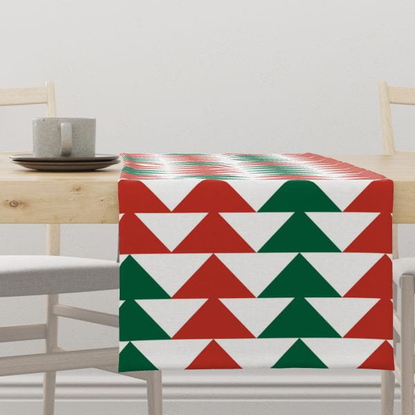 Bieżnik świąteczny WINTER wzór BN09 czerwone i zielone choinki 40 x 180 cm