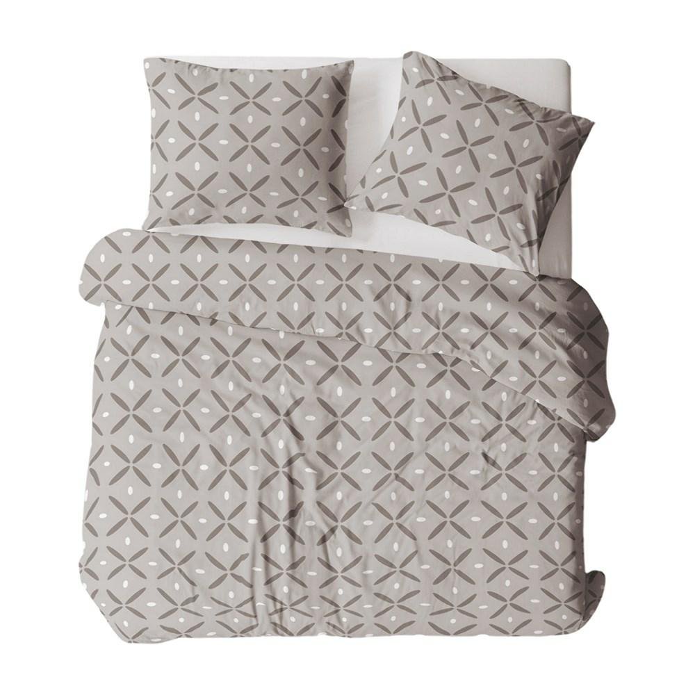 Pościel flanelowa 140x200 1820N szara geometria na guziki Flanela Komfort