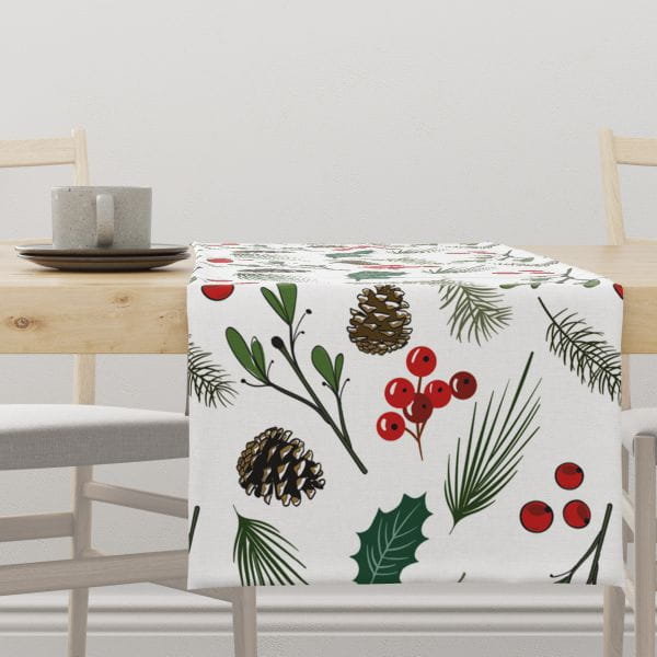 Bieżnik świąteczny WINTER wzór BN08 ostrokrzew 40 x 220 cm