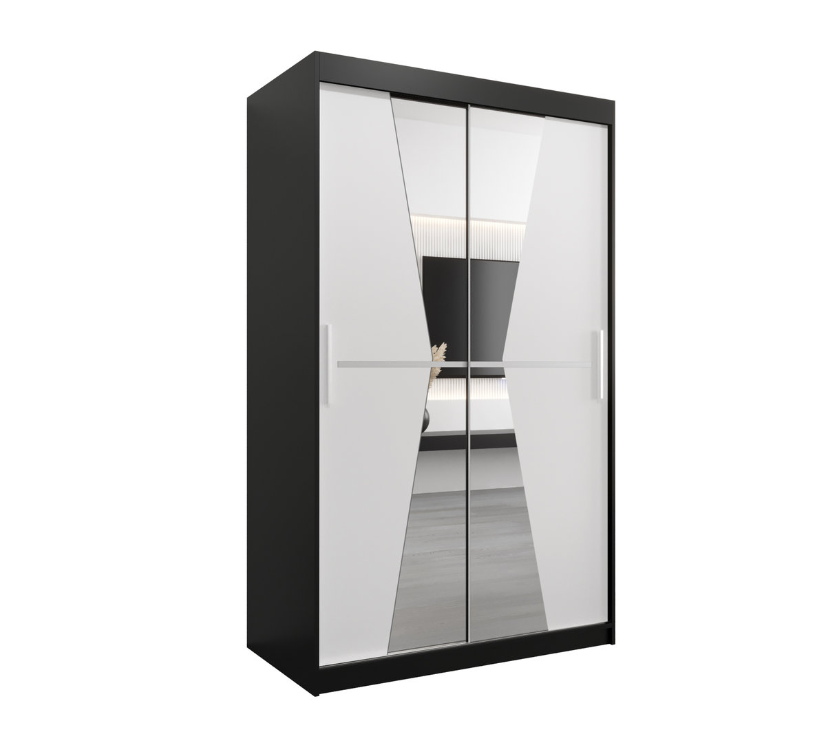 Szafa przesuwna Garderoba MAROKO 120 gł. 62 czarny/biały