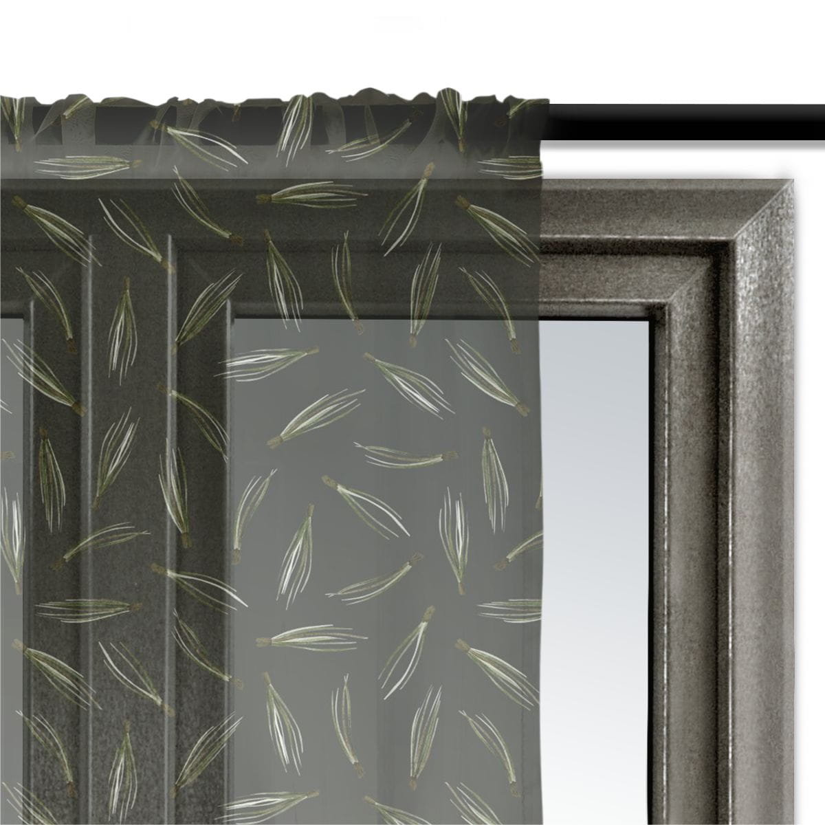 Firana świąteczna WINTER wzór BN44 | Sosnowe igły na ciemnozielonym tle 140 x 280 cm