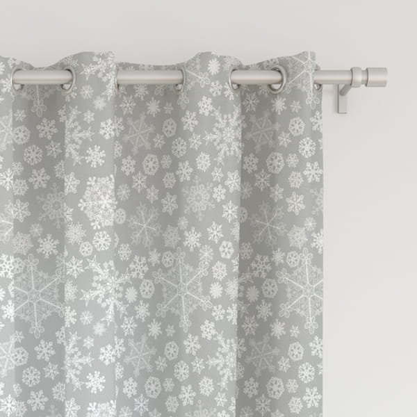 Zasłona WINTER  wzór BN17 | płatki śniegu na szarym tle 150 x 150 cm tkanina standard