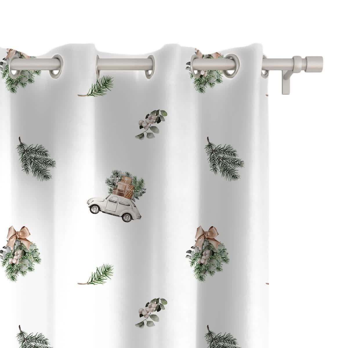 Zasłona XMAS wzór XM12 | Jadą Święta 150 x 260 cm tkanina zaciemniająca