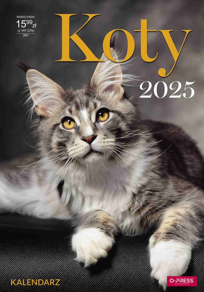 Kalendarz 2025, koty, A3, ścienny