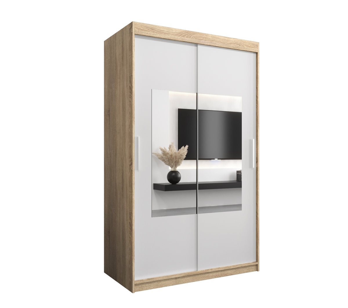 Szafa przesuwna Garderoba WAVE 120 gł. 62 sonoma/biały