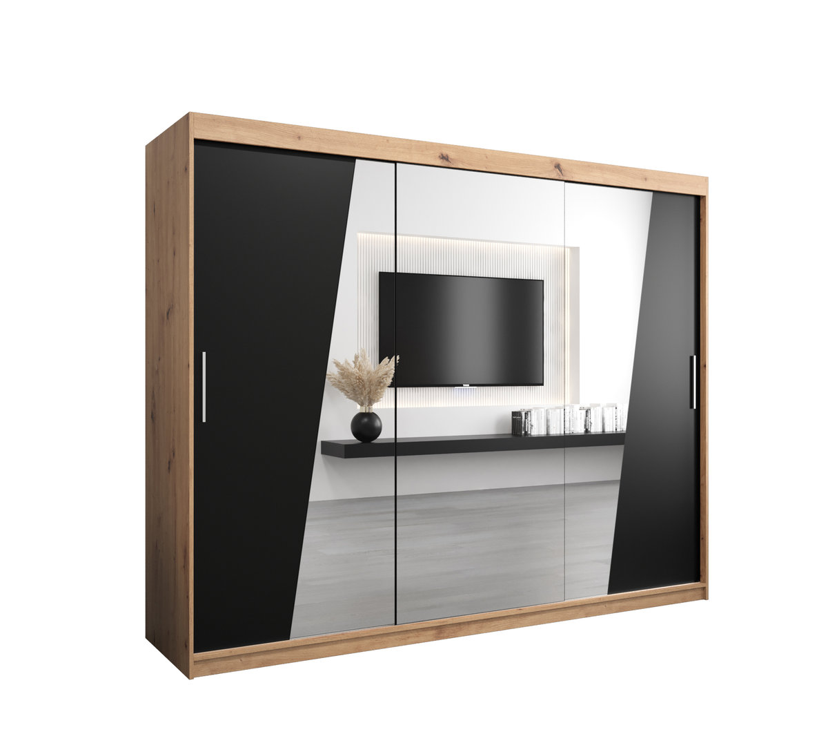 Szafa przesuwna Garderoba RHOMB 250 gł. 62 artisan/czarny