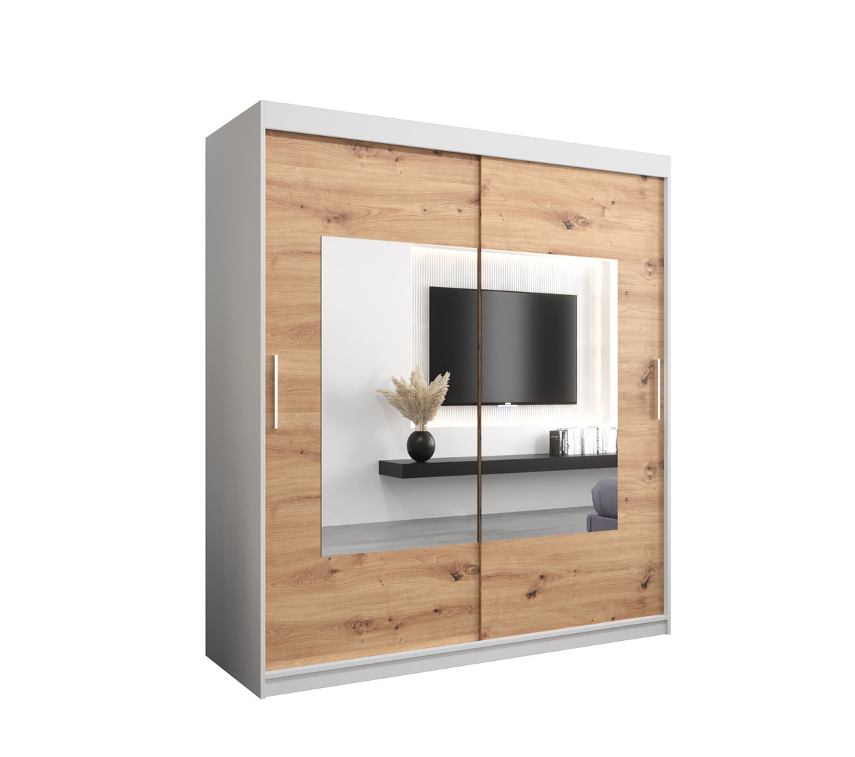 Szafa przesuwna Garderoba WAVE 180 gł. 62 biały/artisan