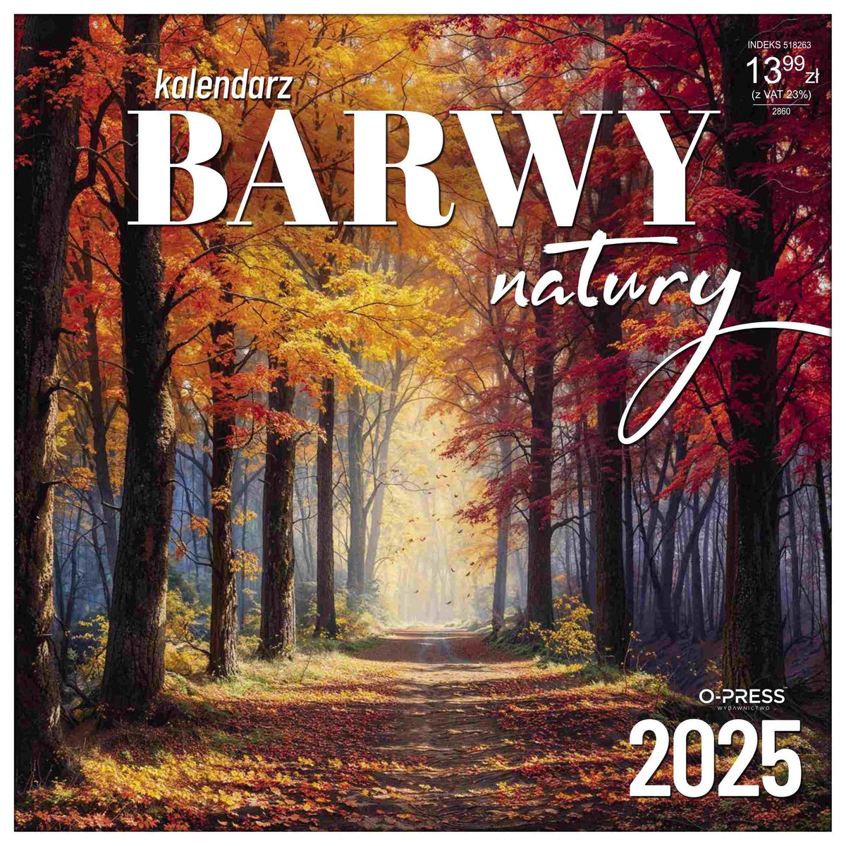 Kalendarz 2025, barwy natury ścienny