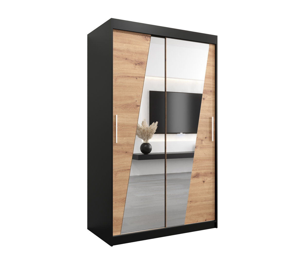 Szafa przesuwna Garderoba RHOMB 120 gł. 62 czarny/artisan