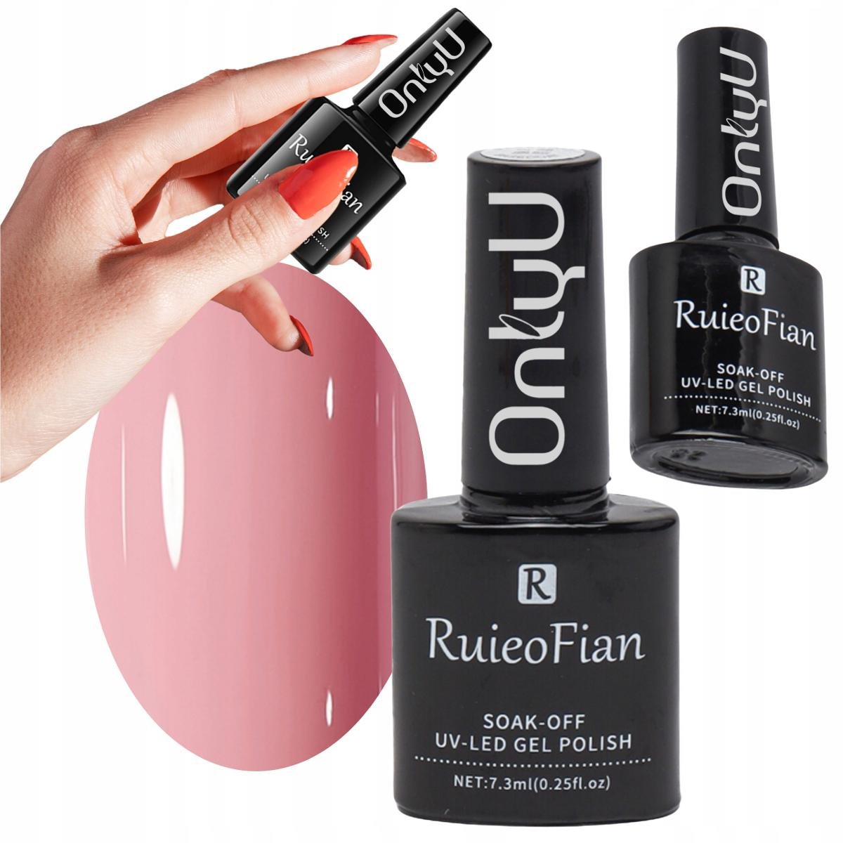 JASNORÓŻOWY LAKIER DO PAZNOKCI HYBRYDOWY Z POLYSKIEM LAKIER UV OnlyU/L014, 7,3 ml