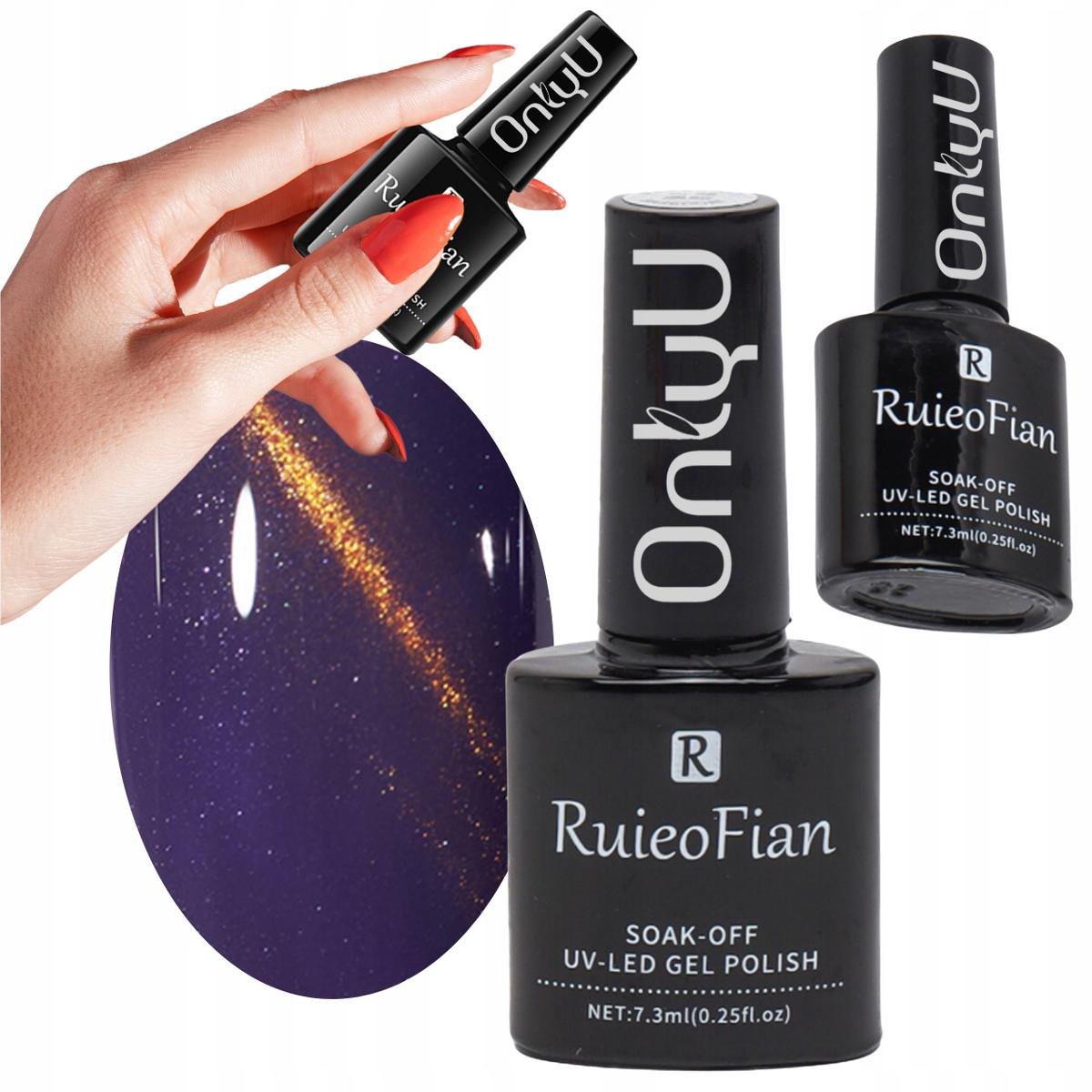 Fioletowo Zloty Hybrydowy Lakier Do Paznokci Z Polyskiem Lakier Uv/L155, 7,3 Ml