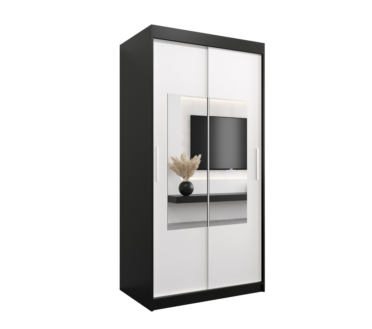 Szafa przesuwna Garderoba WAVE 100 gł. 62 czarny/biały