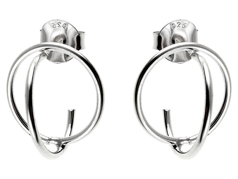 Srebrne kolczyki koła 925 nowoczesne sztywne rurki na sztyfcie